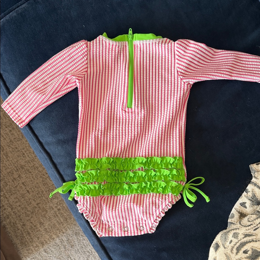Ruffle Butts Seersucker Long Sleeve Swimsuit - Picture 3 of 3